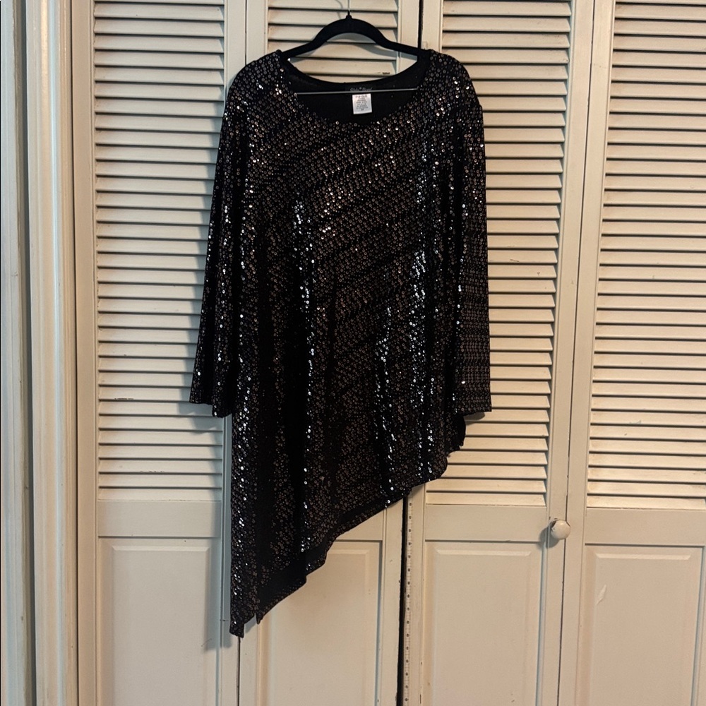 Slinky Brand Black Sequin Top